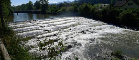Die Wehrschwelle Gartendörfli wird in eine 70m lange Riegelrampe umgebaut.