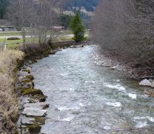 Das heute hart verbaute Ufer der Simme wird naturnah gestaltet.