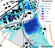 Carte des profondeurs d'écoulement pour le scénario HQ300, Zäziwil